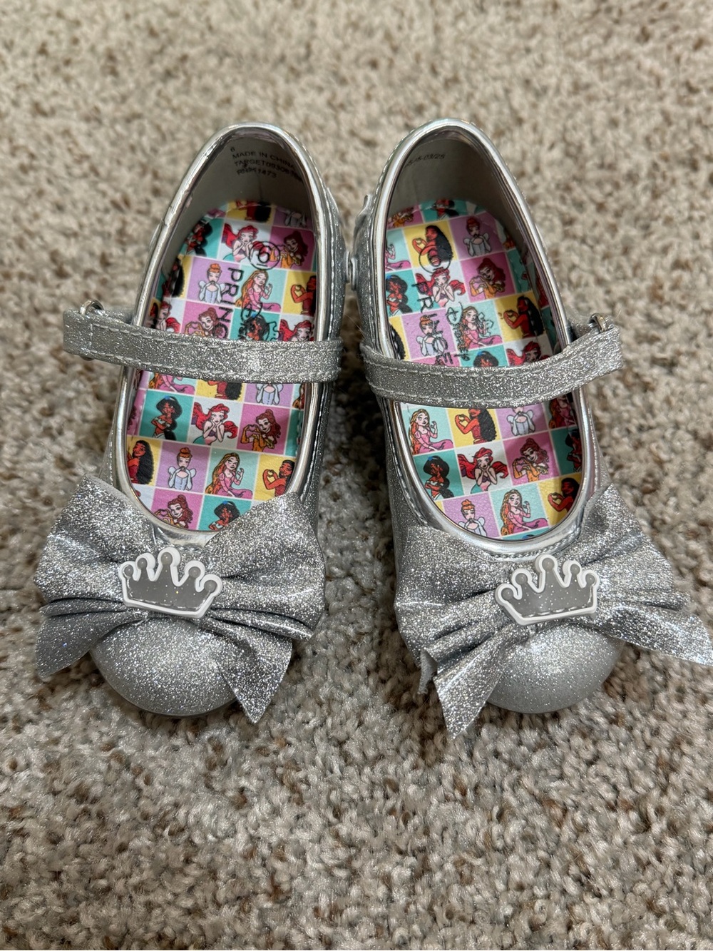 Disney Silver Glitter Mary Jane Shoes with Princess Insole